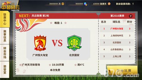 《中超风云》手游联赛赛程