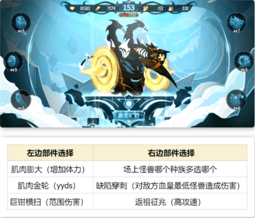 超进化物语2vivo版谜之生物部件搭配