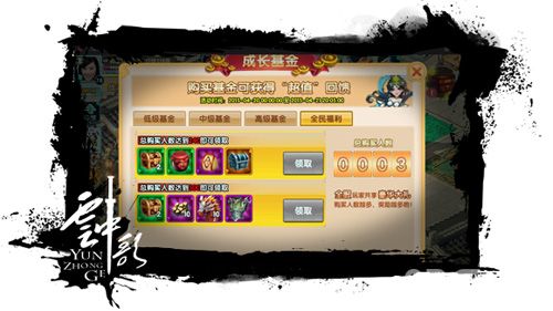 云中歌手游成长基金,小投入大回报