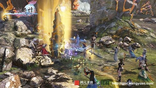 剑鸣•竞夺金桓中,阵营弟子争相夺取龙吟金矿石