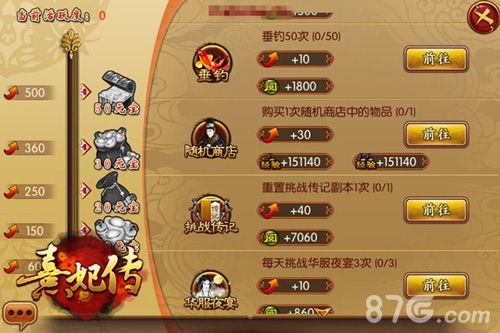 熹妃传手游活跃度奖励