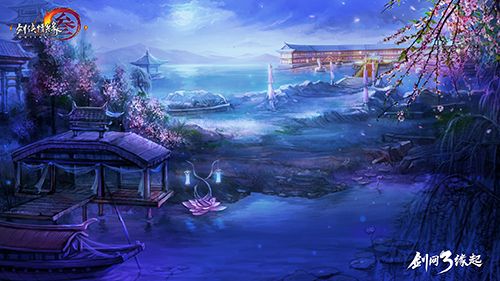 七秀场景原画-廊桥与水月坊
