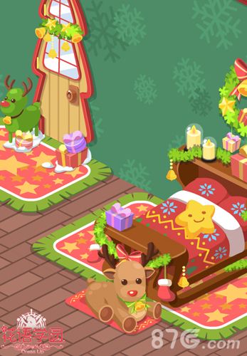 花语花园圣诞小屋室内展示·床