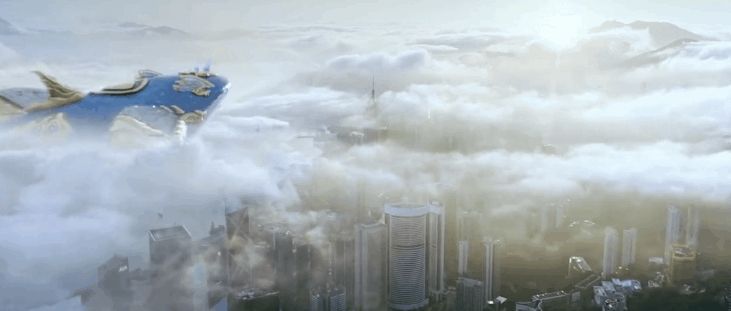巨鲲乘风而起,穿过高楼大厦