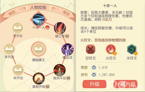 大唐游仙记人物技能升级
