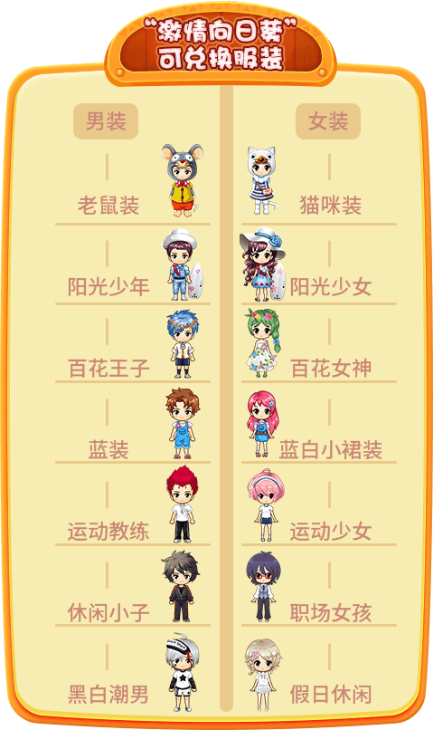 “激情向日葵”可兑换服装