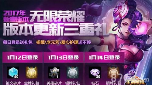 王者荣耀强更三重礼,登录连续送