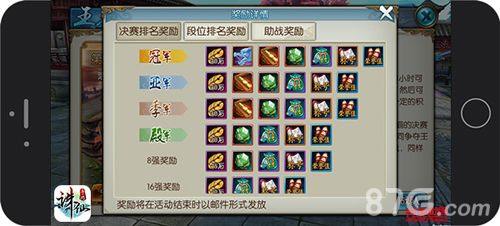 图4:《诛仙手游》跨服PK决赛排名奖励
