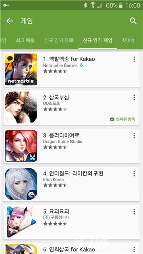 GOOGLE 新游人气榜第二
